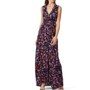 Thakoon Collective Womens 4 Dress Tulip Floral Gown Sleeveless V-Neck Pink Blue